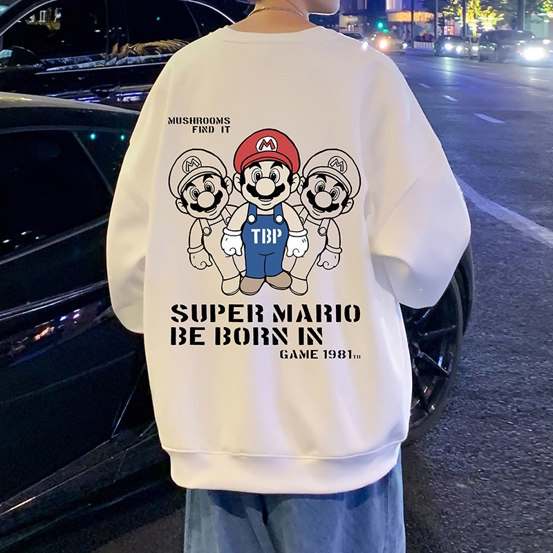 Leher Bulat Hong Kong Sweatshirt  Pria Lengan Panjang    Jaket Katun tambah Beludru  pasang cetak Ma