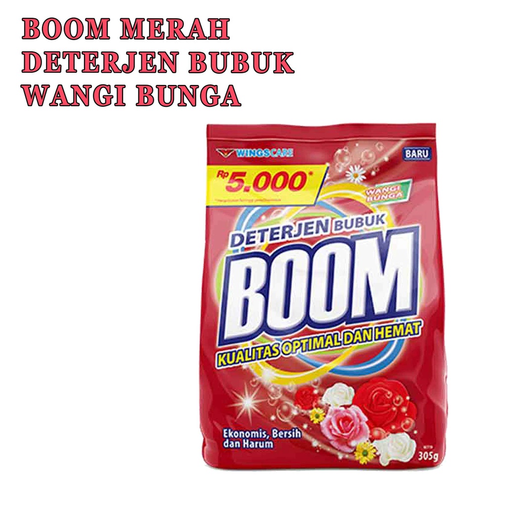 Deterjen Bubuk* Boom Merah* Extra Wangi Bunga* Deterjen Ekonomi 280g