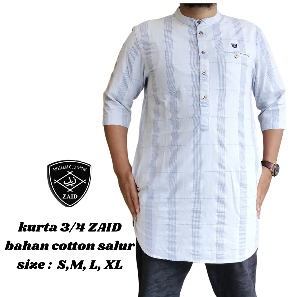 Baju Koko Pria Style Muslim KekinianTerbaru Kurta Pakistan Lengan 3/4 Bahan Katun  Premium Branded Bisa Bayar di Tempat