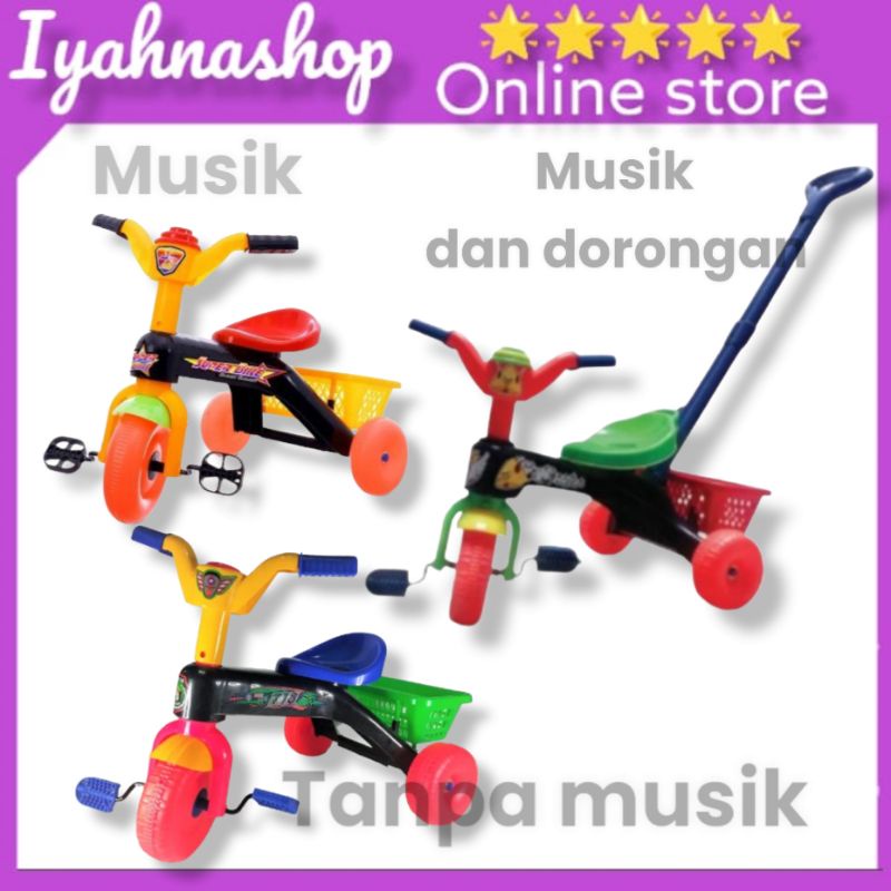 SALE SEPEDA RODA TIGA PLASTIK MURAH / MUSIC