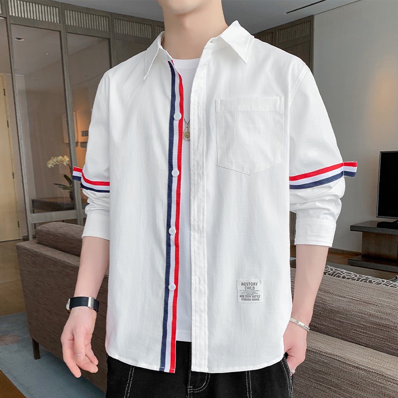 Pria  Kemeja 2022 Fashion  Lengan Panjang Kemeja Pria Korea  Street Fashion Pria Kasual
