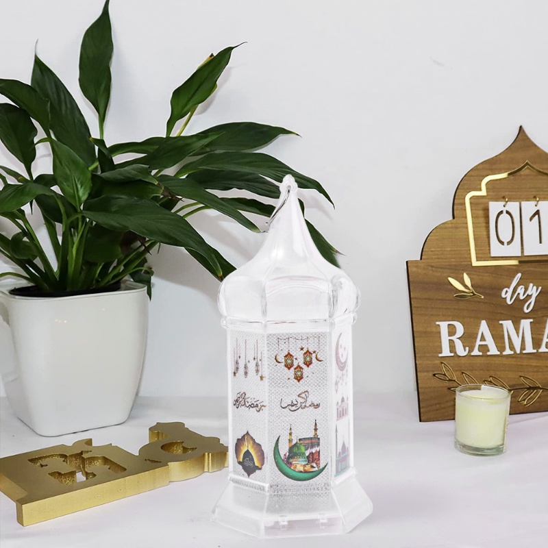 1pc Lampu Kastil Ramadhan Plastik LED Tenaga Baterai/Lampu Tidur Gantung Hias Lebaran Kreatif/Layout Adegan Romantis Pesta Muslim Lampu Peri