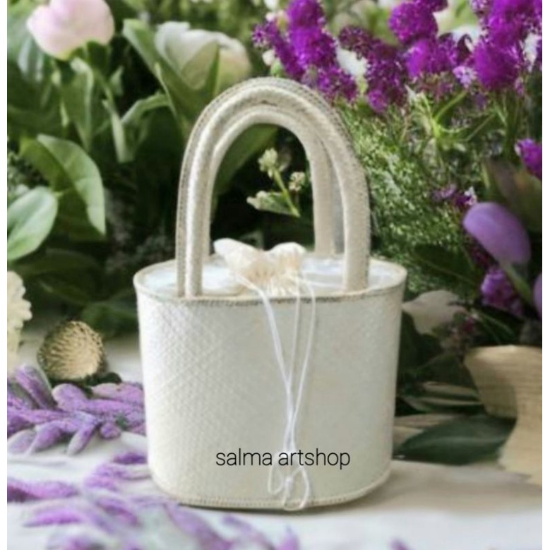 Tas mukena anyaman pandan oval/tas piknik anyaman pandan M