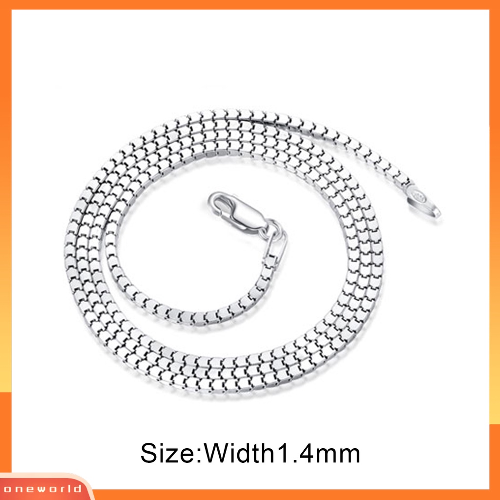 {oneworld} Perhiasan Kalung Rantai Kotak Sterling Silver Unisex 1.4mm16.18.20.22.24inch 925 Untuk Pesta Pernikahan
