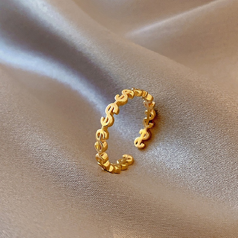 S925 Perak Pembukaan Cincin Yang Dapat Disesuaikan Cincin Karakter Dolar Ins Angin Tren Cincin Aksesoris Fashion