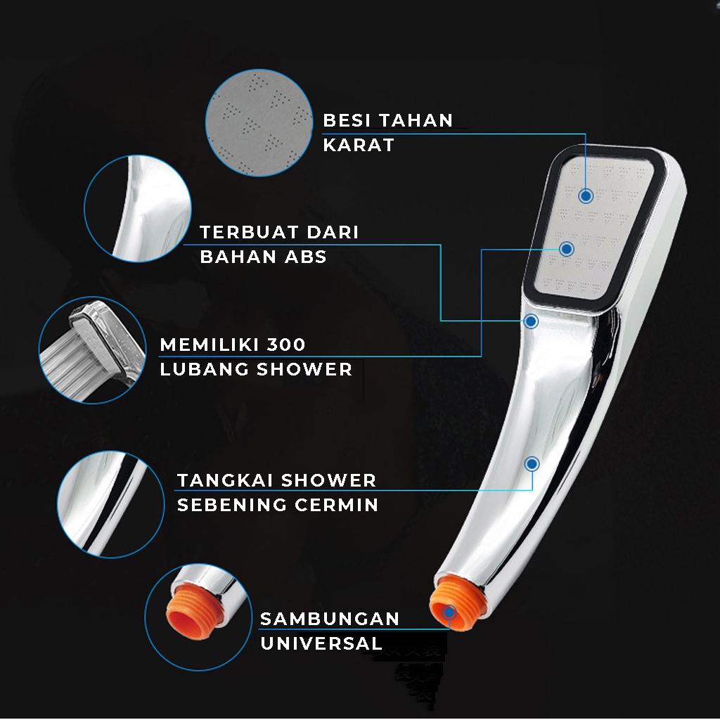 Kepala Shower Kamar Mandi 300 Lubang Pancuran Air Tekanan Tinggi Head Sower Keramas Cuci Rambut Di Salon Kencang Hemat Air | GROSIRXPRESS