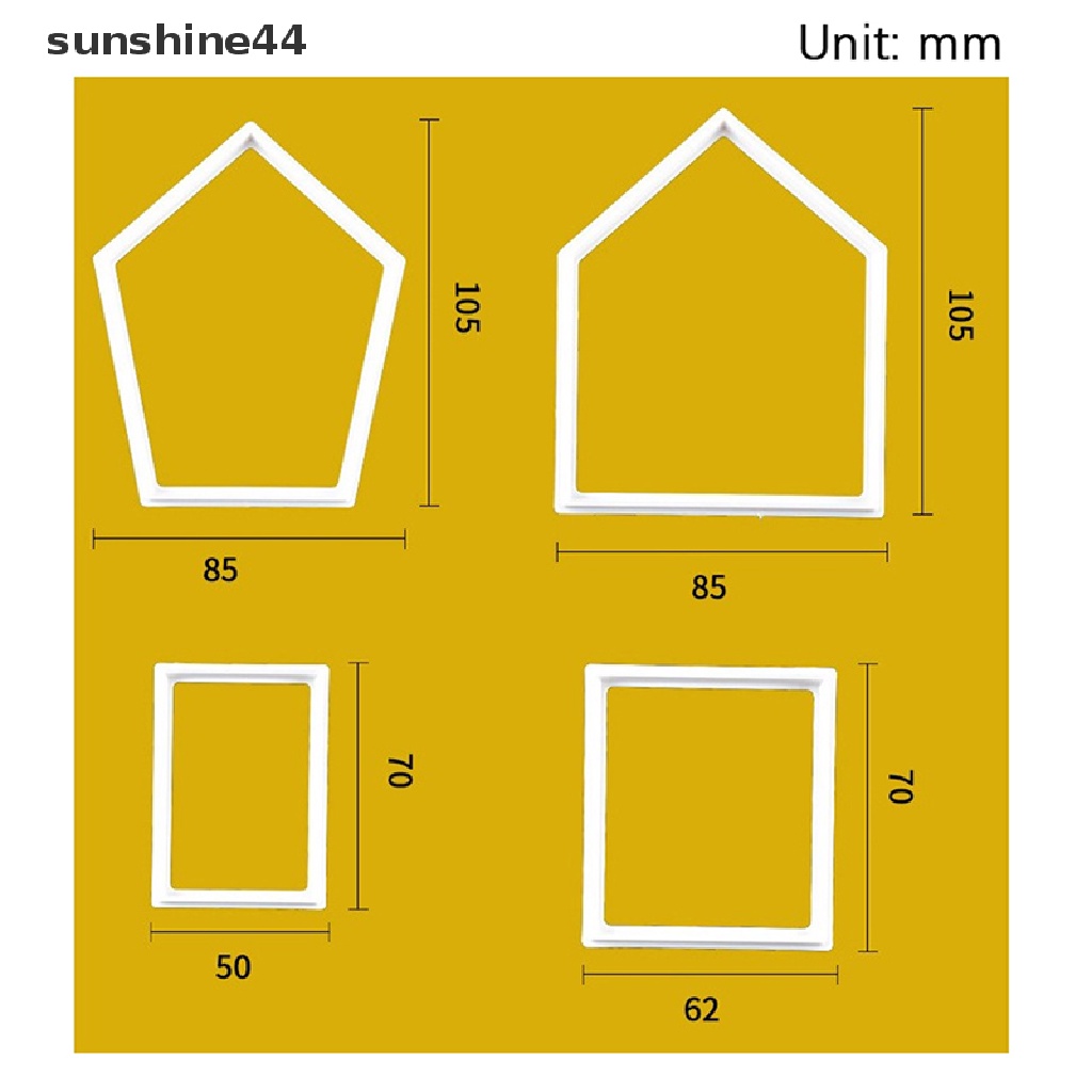 Sunshine 4 Pcs Natal Gingerbread Man House Cookies Cutter Cetakan Diy Baking Tools.