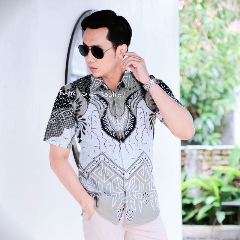 Baju Kemeja Batik Pria Lengan Panjang Modern Slimfit Katun Full Furing