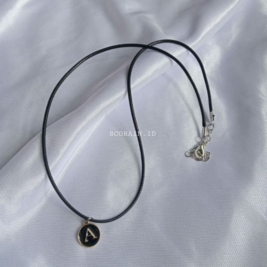 EPOXY GOLD KALUNG TALI KOREA HITAM INISIAL NAMA HURUF KEREN KEKINIAN RANTAI PENGAIT | NECKLACE NAME CEWE COWO COUPLE KAPEL