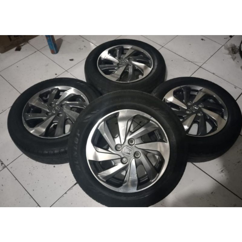 Velg Mobil Bawan Honda Mobilio Ring 15 Pcd 4x100+Ban Dunlop 185 65 R15 Buat Brio Freed City Calya si