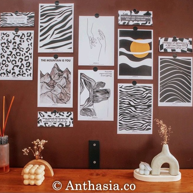 POSTER DINDING AESTHETIC / A5 POSTER / WALL DECOR AND AESTHETIC POSTCARD / BLACK AND WHITE AESTHETIC