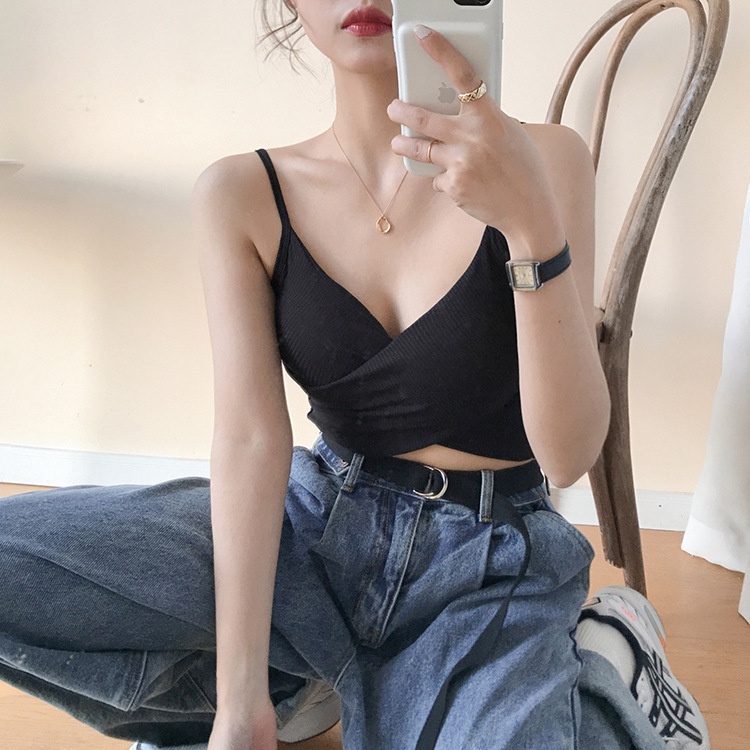 Bra Rajut Model Silang Bra Musim Panas Crop Top