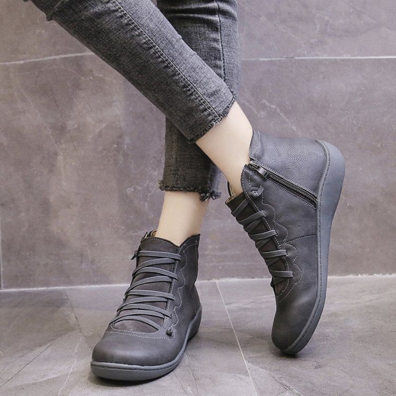 Terbaru Klasik Fashion Murah Kekinian Sepatu Boot Tali Ritsleting Wanita Tinggi Cewek Casual Formal Empuk Ringan Kerja Kuliah 241