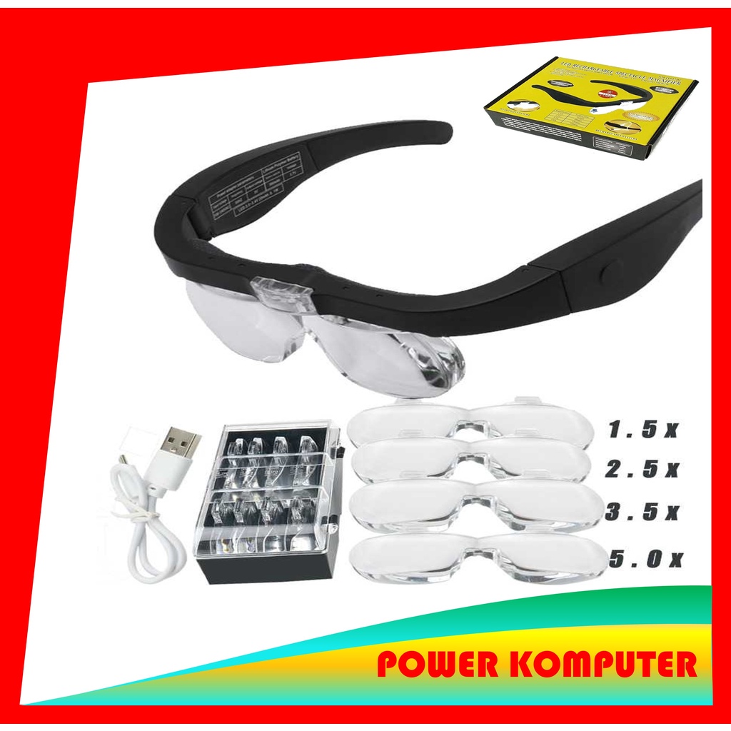 Zeast Kacamata Pembesar Reparasi Jam 5x Magnifier 2 LED 5x Magnifier 2 LED Clock Repair Magnifying G