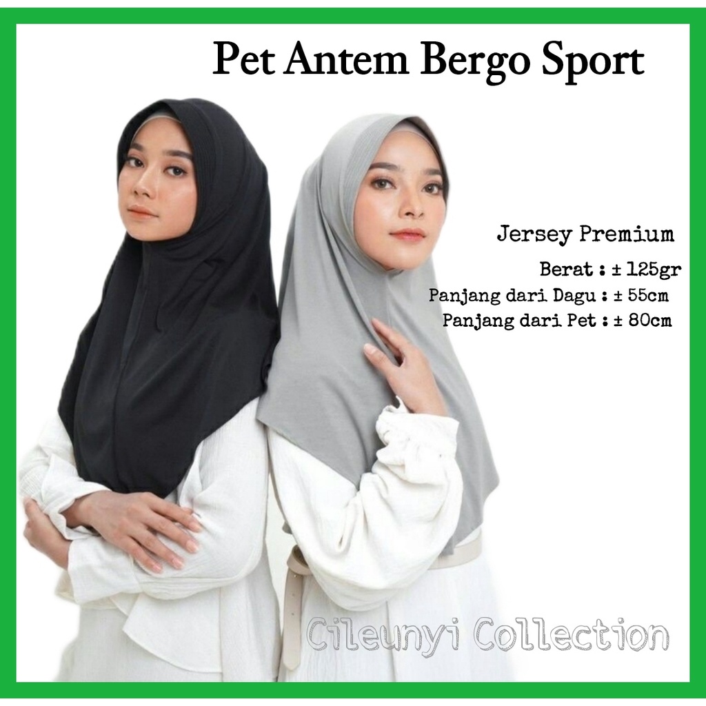 Bergo Jersey Sport Pet Jilbab Syari Instan Original by CIleunyi Collection