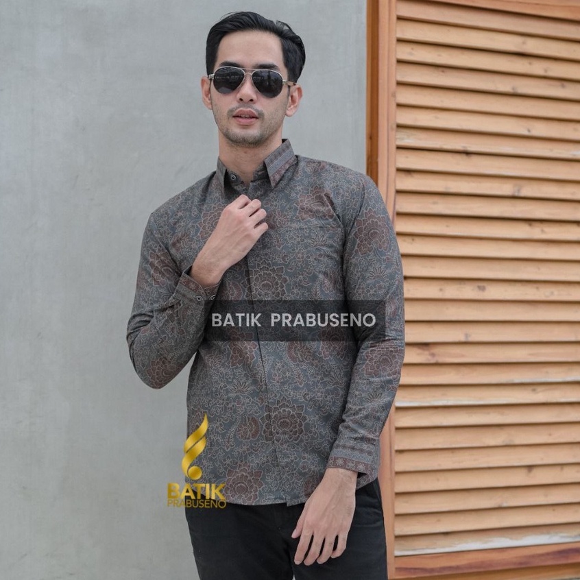 MAYAPADA Batik PRABUSENO Original 100% Katun Asli Pria Lengan Panjang Printing Kemeja Formal Kantor 