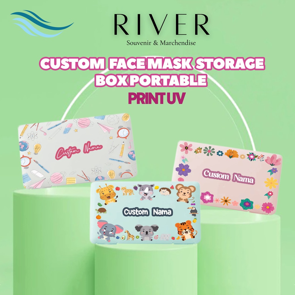 dust mask storage box portable custom print / box tempat menyimpan masker medis anti debu print uv