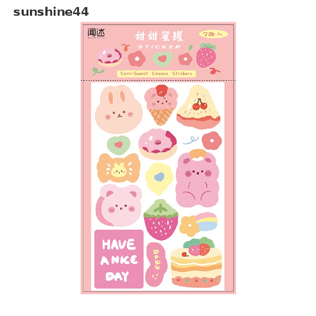 Sunshine 2PCS/Box Stiker Kartun Dekorasi Scrapbooking Alat Tulis Perlengkapan Sekolah.