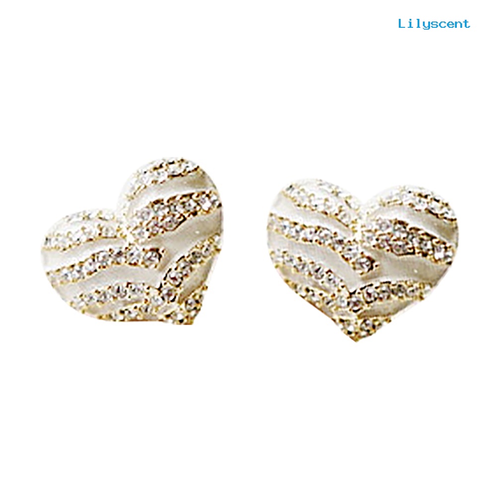 [LS] Wanita/'s Fashion Zebra Kristal Berlian Imitasi Bentuk Hati Ear Stud Earrings Jewelry