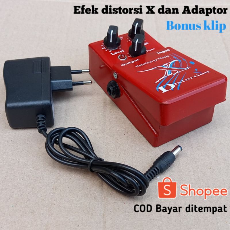 Efek gitar X distorsi dan adaptor