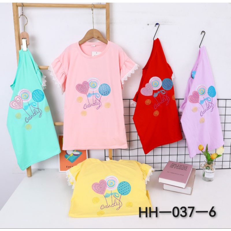 4-10 Tahun Kaos Anak Cewe IMPORT LENGAN PENDEK | Kaos Anak Import Premium