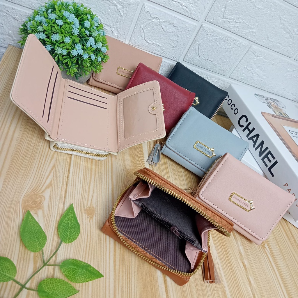 Dompet Lipat Wanita Zipper Fashion Style Korea Dompet Cewek Mini Multifungsi Women Wallet PU Satu7an D78