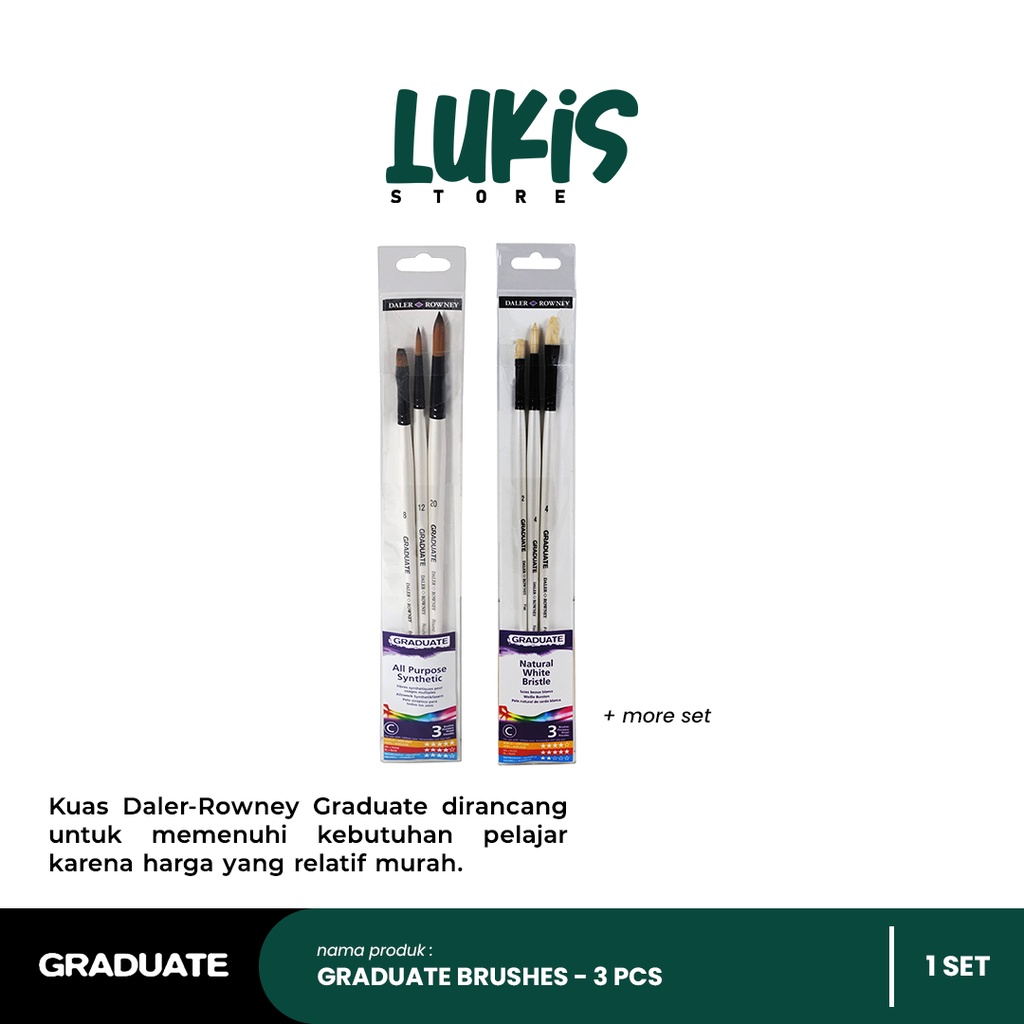 

Kuas Lukis GRADUATE Brushes SET | 3 pcs | Long Handle