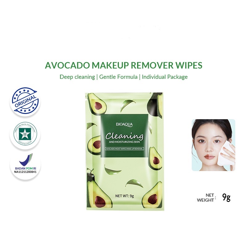 READY (ECER) Bio Aqua Bioaqua Avocado Moist Wipes Make Up Removal / Peach Delicate Wipes Make Up Removal 9gr