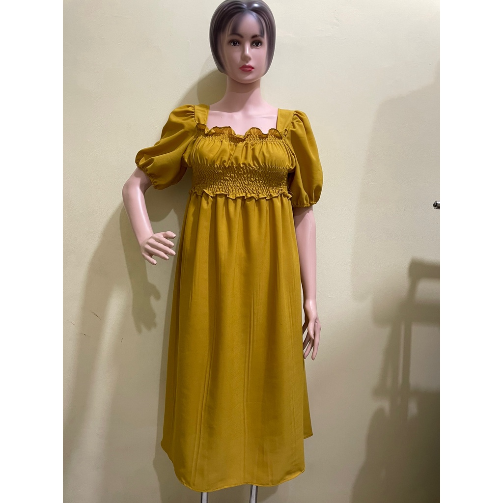 Basic  id fashion Dres korea  /  Korean long dres badan smock full karet