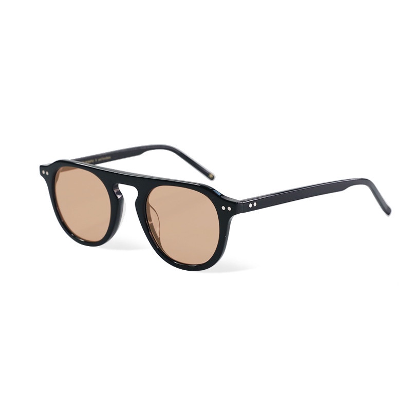 Papaozhu Keren Hitam Bingkai Bulat Aviator Kacamata Hitam Untuk Pria Wanita Retro UV400 Eyewear Eyeglasses Aesthetic Shades Trendy Sunnies Glasses