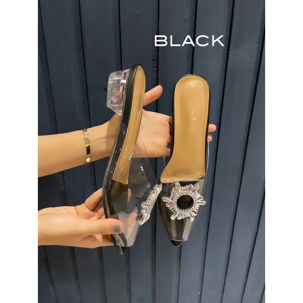 DECLARE&amp;DEE SANDAL WANITA MILLY HEELS KACA PESTA PREMIUM