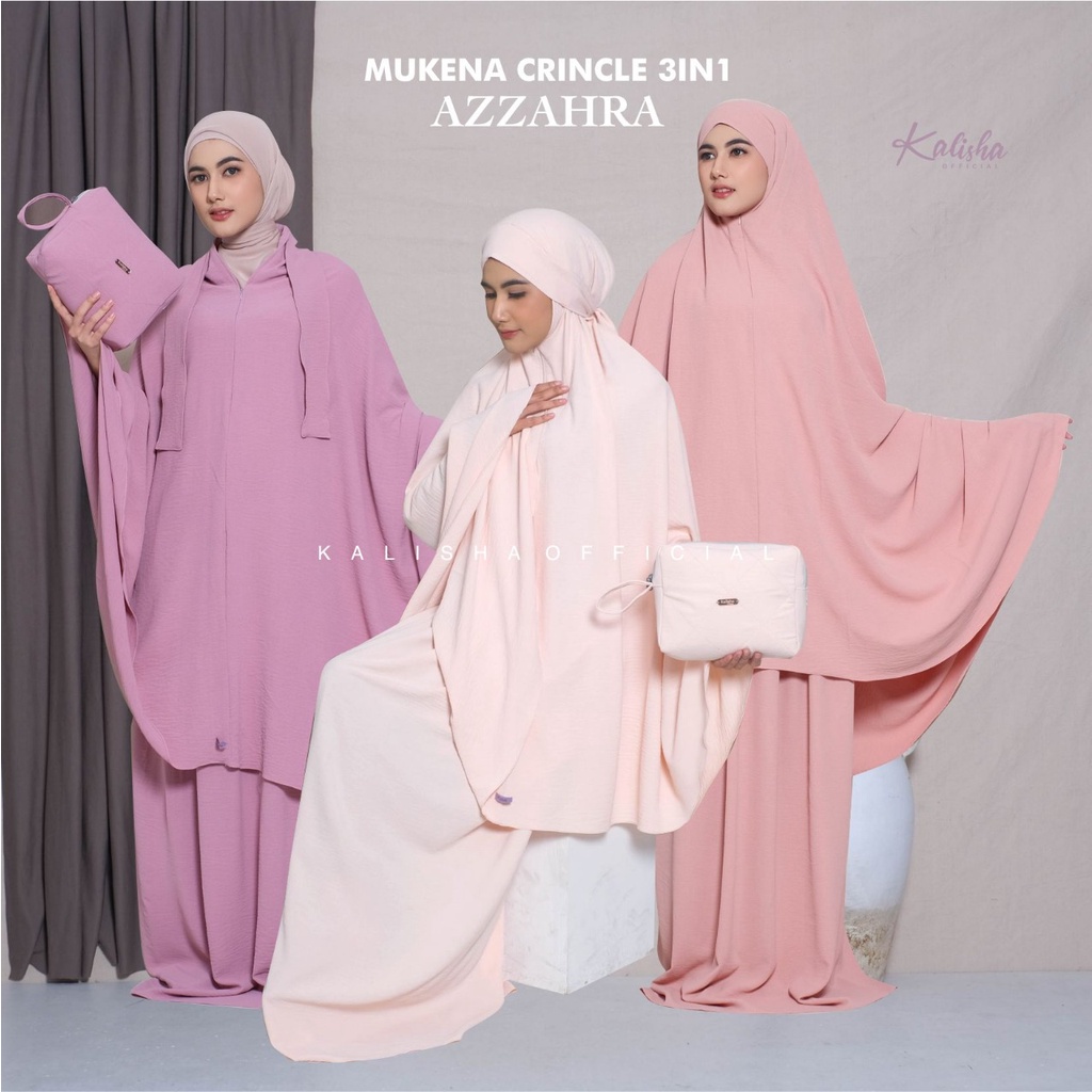 Kalisha - Mukena Dewasa 3in1 Mukena Crinkle Airflow Mukena Jumbo Polos Azzahra Mukena Malay