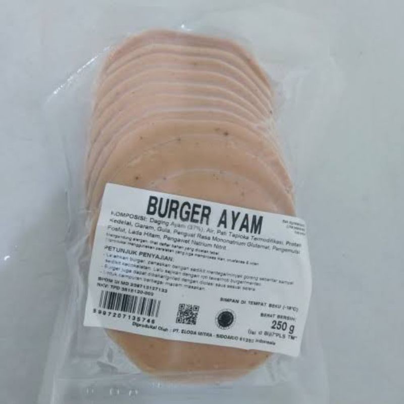

bernardi burger ayam packingan polos 250 gr isi 10 (frozen food)