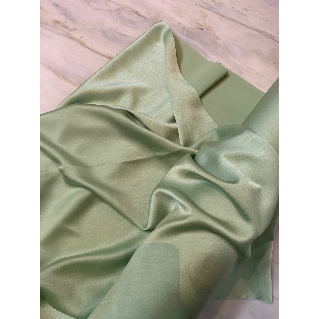 Bahan Satin Maxmara Silk Lux Premium Meteran Mewah Warna Hijau Wardah Toska Tosca