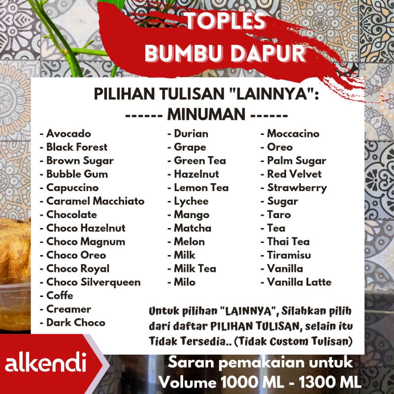 [TABUNG] TOPLES BUMBU DAPUR - NATURAL || TUTUP WARNA NATURAL - BENING