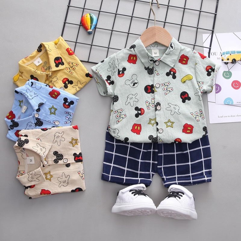 SETELAN KEMEJA ANAK IMPORT | STL002 | SETELAN HEM ANAK LAKI | SETELAN POLO ANAK COWOK IMPORT
