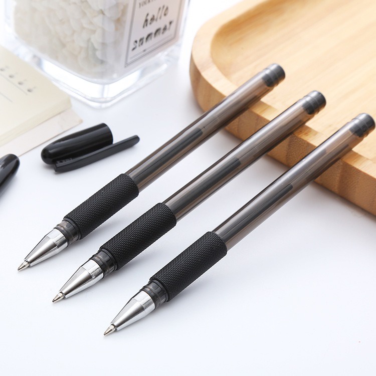 6pcs Pena Pen Pulpen Hitam Handle Karet OSM-ST0209