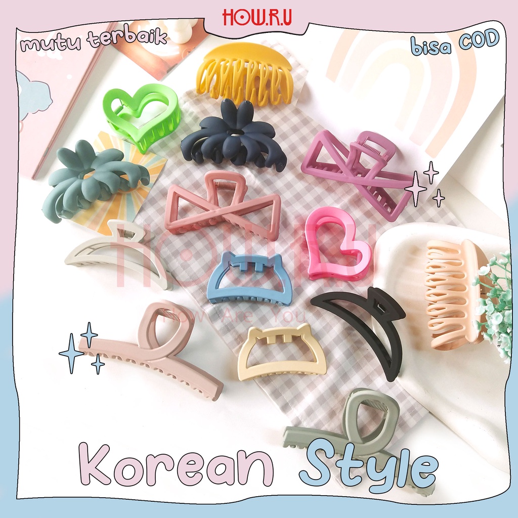 HOW.R.U | 6-11 cm - Jepit rambut  Korea Aneka Motif Warna Pastel