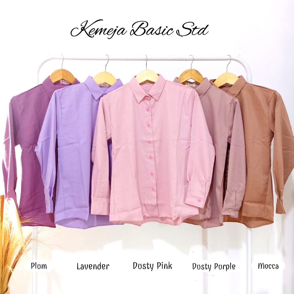 Kemeja wanita Basic lengan panjang bahan Moscrepe - BLOUSE WANITA STRIPE