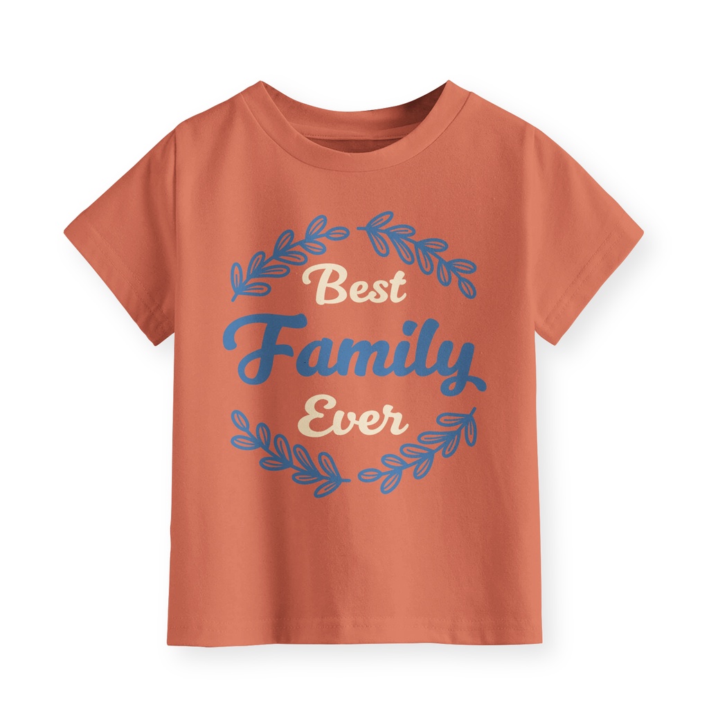 Kaos Couple Keluarga Anak Dan dewasa Lengan Panjang dan Pendek Warna Terracotta - Best Family Ever