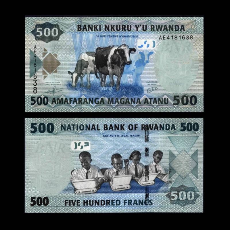 UANG ASING RWANDA 500 FRANCS  2013 UNC GRESS ORIGINAL SIZE 175 x 72 MM