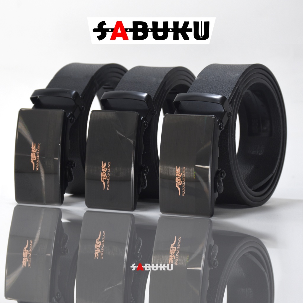 Ikat Pinggang Pria Stainless Model Rel Sabuk Gesper Kulit Men Belt Terbaru Fashion Belt Ban Gesper Sabuk PU - 283