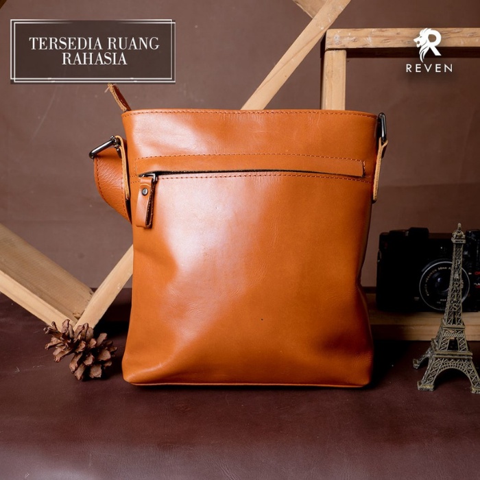 Tas Selempang Kulit Pria Reven Key Holder Sling Bag Branded Original Kulit Sapi Asli Premium