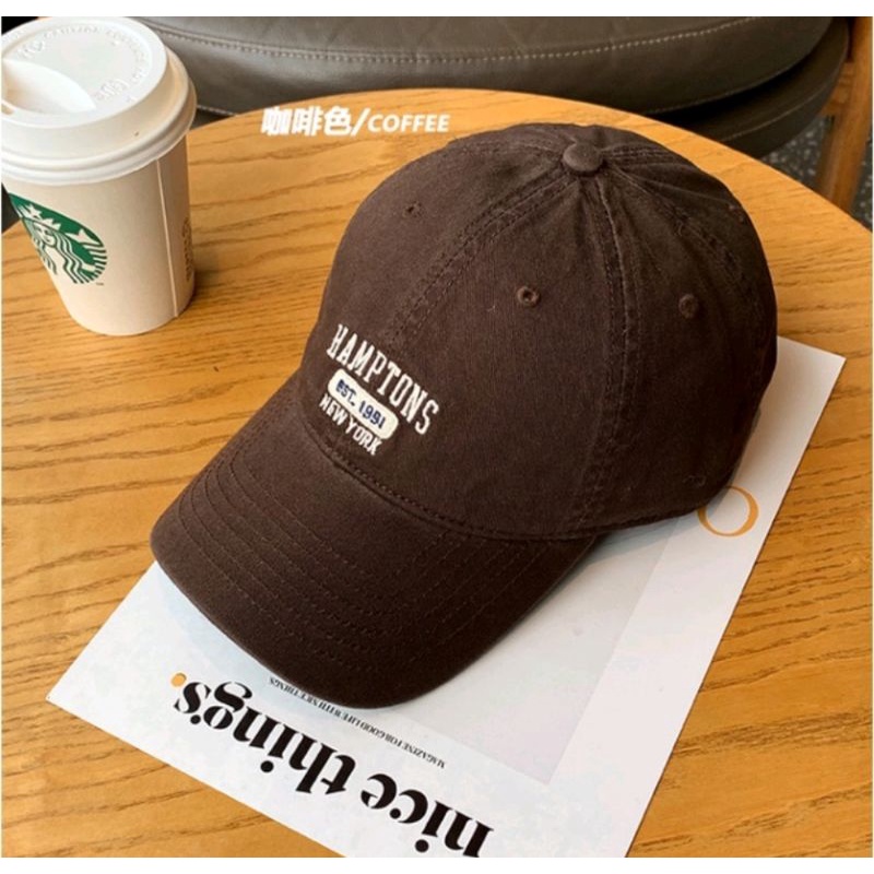 Best Seller - Topi Unisex Cap Hat Cotton Material Bordir Brooklyn Baseball / Baseball Cap Korea Trendy - COD-Brown Hamptons