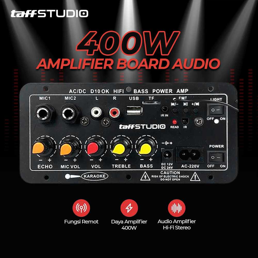 TaffSTUDIO Amplifier Board Audio Bluetooth USB FM Subwoofer DIY 400W - D10OK