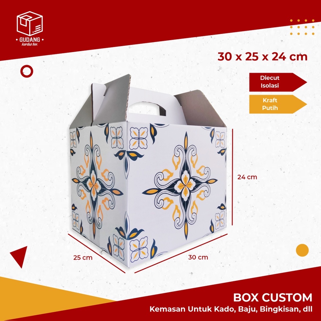 

READY STOK 6 PCS Box Parcel Batik Flora - 30 x 25 x 24 cm parselbox/hampers/packing/boxpacking/kotakparcel/idulfitri/natal