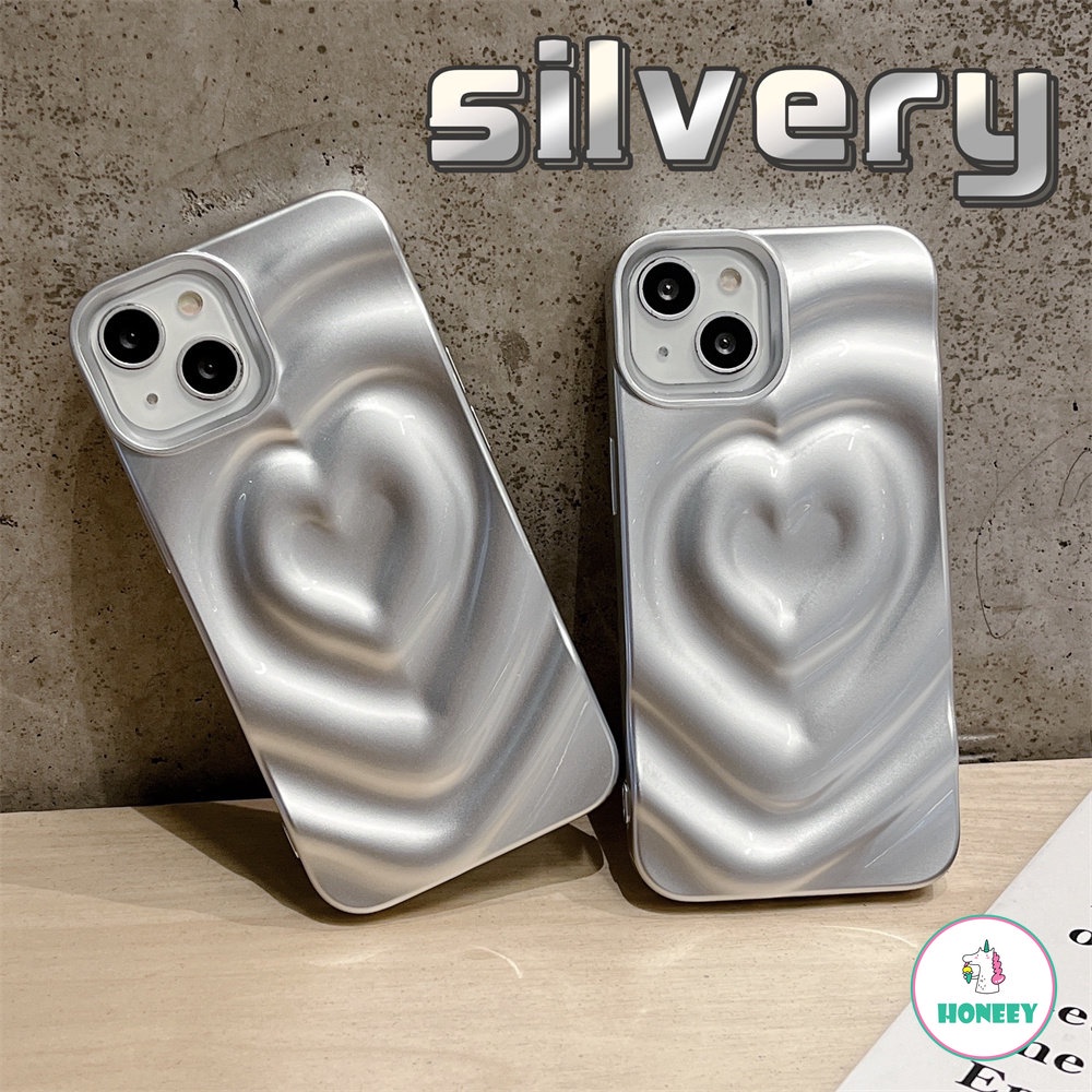 IPHONE Luxury 3D Silver Tin Foil Pleats Phone Case Kompatibel Untuk Iphone14 13 12 11 Pro Max 14 Pro Max Shockproof Matte Lembut TPU Back Phone Cover