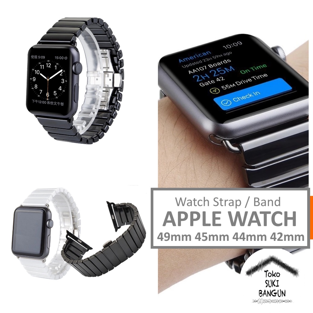 Strap Apple Watch Series Ultra 8 7 6 5 4 3 2 1 49mm 45mm 44mm 42mm Solid CERAMIC Bracelet TALI JAM