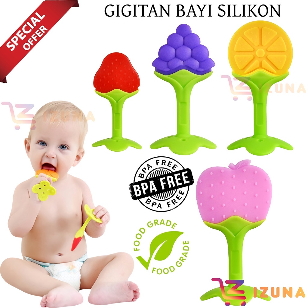 [IZUNA] GIGITAN BAYI SILIKON SILICONE / TEETHER GIGITAN BENTUK BUAH / BABY TEETHER / GIGITAN BAYI BENTUK BUAH