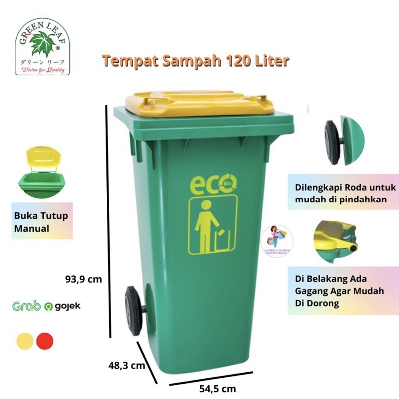 GREEN LEAF ATARI - Tempat Sampah Roda 100 Lt 120 Lt 240 Lt / ECO Dustbin